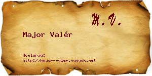 Major Valér névjegykártya